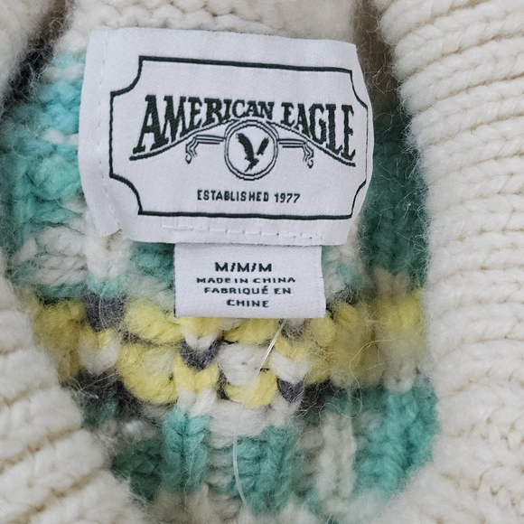 AE Oversized Fairisle Mock Neck Sweater Size Medium - Picture 11 of 13